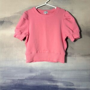 Girls Pink Puff Short Sleeve Sweatshirt Top